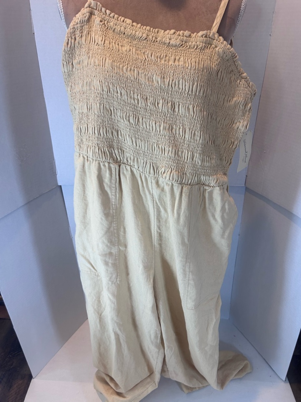 Universal Thread Light Yellow Smocked Jumpsuit
